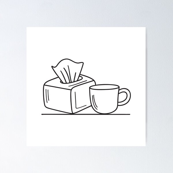 Item preview, A tissue box crumpled beside a used teacup on a desk designed and sold by rasagamastore.