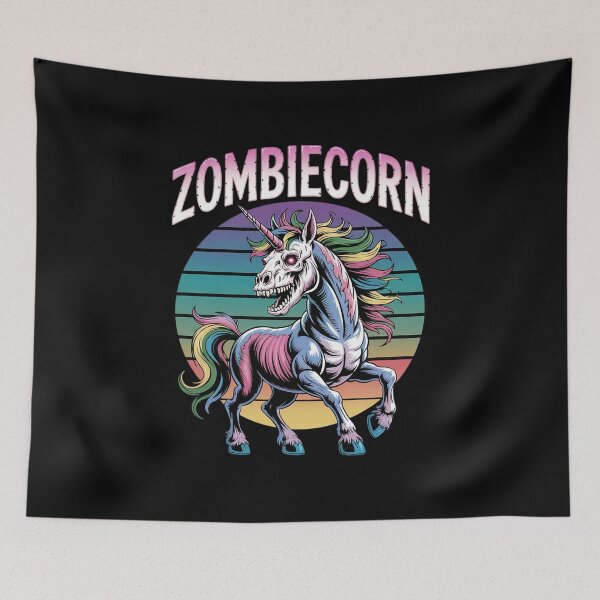 Item preview, Zombiecorn flossing creepy halloween unicorn  designed and sold by HuValverdeArt.