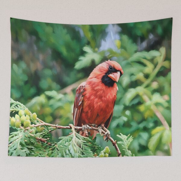 Item preview, Red Cardinal in Green Branches designed and sold by tomorrowsart.