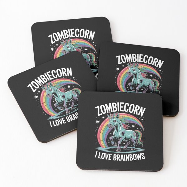 Item preview, zombiecorn I love brainbows halloween goth unicorn  designed and sold by HuValverdeArt.