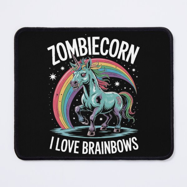 Item preview, zombiecorn I love brainbows halloween goth unicorn designed and sold by HuValverdeArt.