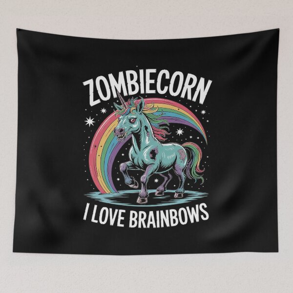 Item preview, zombiecorn I love brainbows halloween goth unicorn  designed and sold by HuValverdeArt.