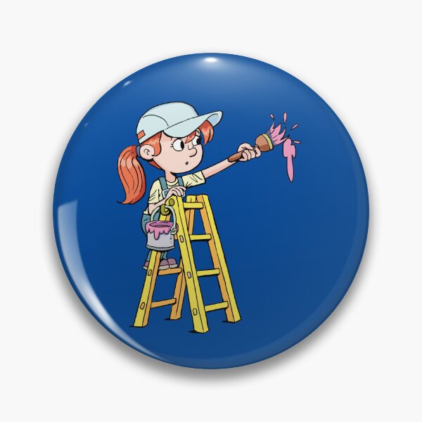 Item preview, girl painter on a ladder paints with pink paint designed and sold by duxpavlic.