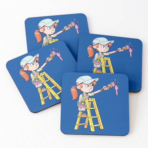 Item preview, girl painter on a ladder paints with pink paint designed and sold by duxpavlic.