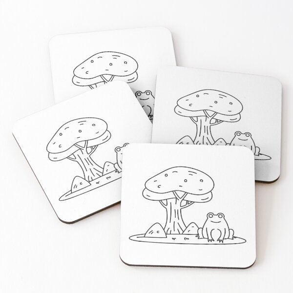 Item preview, A toad hiding near a mossy rock under a tree designed and sold by rasagamastore.