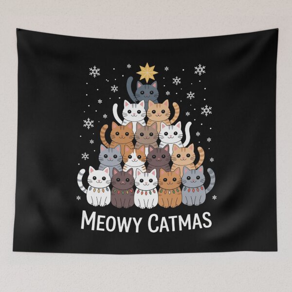 Item preview, Meowy Catmas Cat Christmas Tree Xmas Girls Boys Funny Santa designed and sold by Gogetgiggles.