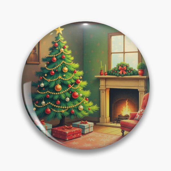 Item preview, Vintage Christmas Tree l Nostalgic Christmas l Classic Christmas l Christmas Gifts l under the mistletoe l  Merry Christmas l  Christmas Cartoon l Christmas Drawing l Christmas Chimney l Decorations designed and sold by TeenLake.