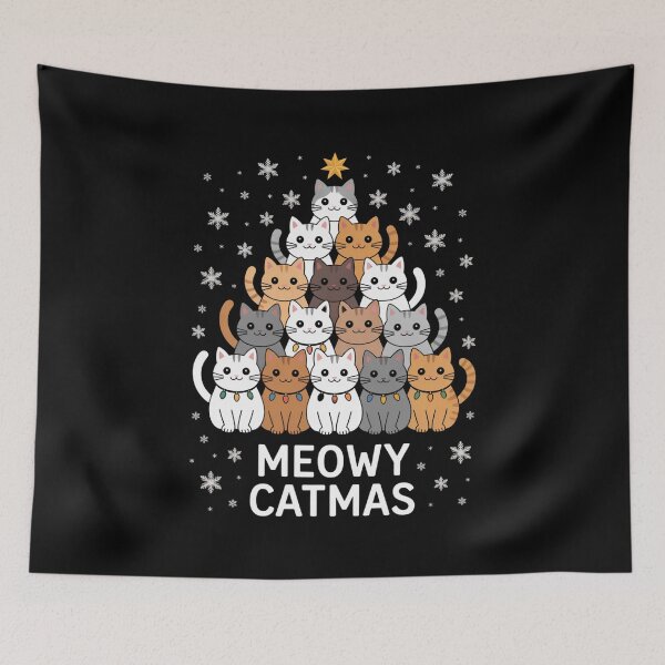 Item preview, Meowy Catmas Cat Christmas Tree Xmas Girls Boys Funny Santa designed and sold by Gogetgiggles.