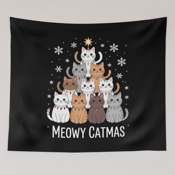 Item preview, Meowy Catmas Cat Christmas Tree Xmas Girls Boys Funny Santa designed and sold by Gogetgiggles.