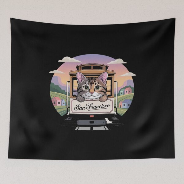 Item preview, Cute San Francisco Cable Car Mainecoon Cat City Travel designed and sold by LeeEvans222.