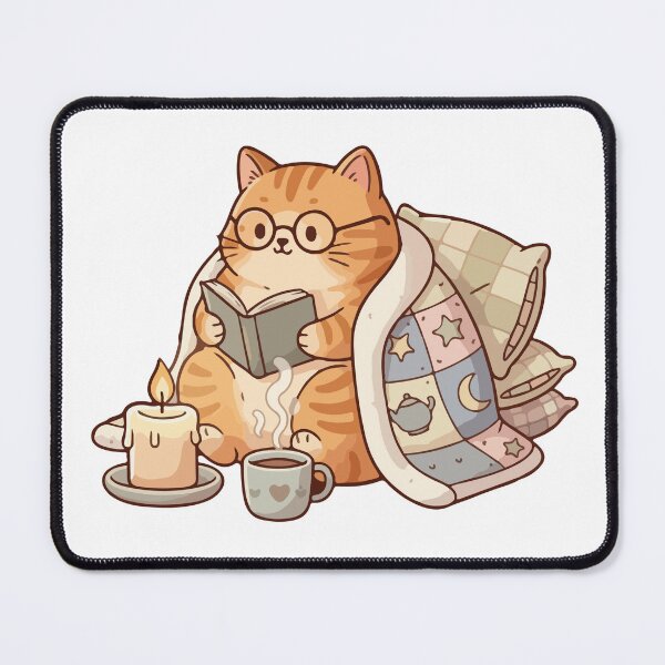Item preview, Cozy Cat Reading Book Under Blanket – Cute Warm Candlelight  designed and sold by stylishdzign.