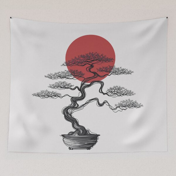 Item preview, Minimalist Bonsai Tree Line Art — Japanese Zen Aesthetic designed and sold by Ascend777.