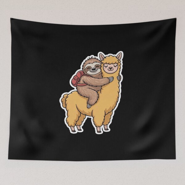 Item preview, Cute Sloth Hugging Llama - Animal Friends designed and sold by JonBarnes22.
