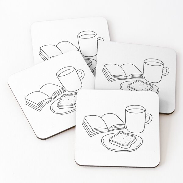 Item preview, A toast in plate beside a mug and opened book designed and sold by rasagamastore.