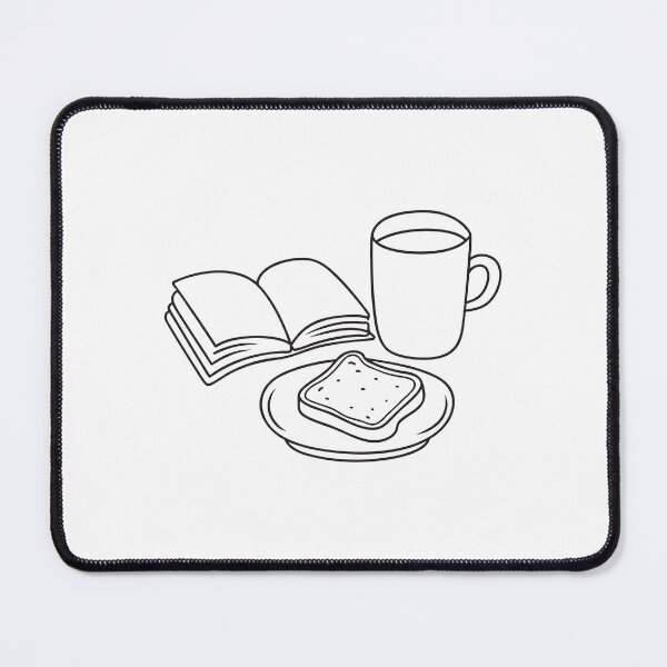 Item preview, A toast in plate beside a mug and opened book designed and sold by rasagamastore.