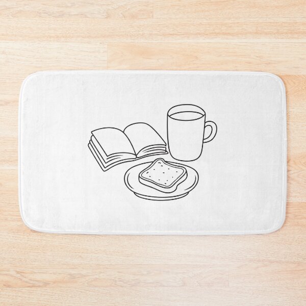 Item preview, A toast in plate beside a mug and opened book designed and sold by rasagamastore.