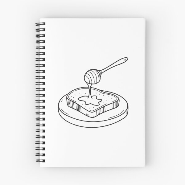 Item preview, A toast in plate with dripped honey beside a spoon designed and sold by rasagamastore.