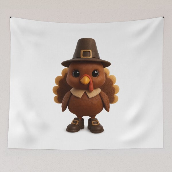 Item preview, Cute Pilgrim Turkey | Kawaii Thanksgiving Cartoon Character Art designed and sold by Moons Studio.