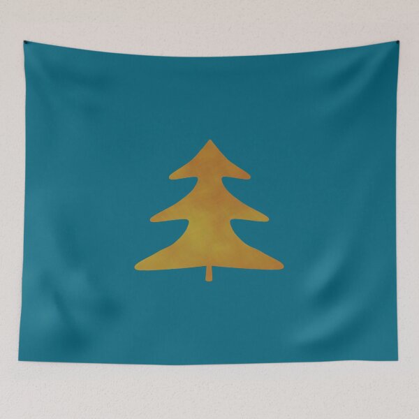 Item preview, Golden Pine Tree on blue - Calm, Sensory-Friendly designed and sold by CreaTwinkles.