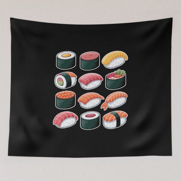 Item preview, Cute Sushi Types Chart – Kawaii Japanese Food Sushi Lovers designed and sold by JonBarnes22.
