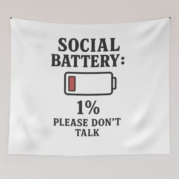 Item preview, Social Battery 1% – Please Don’t Talk T-Shirt designed and sold by SavageTeamArt.