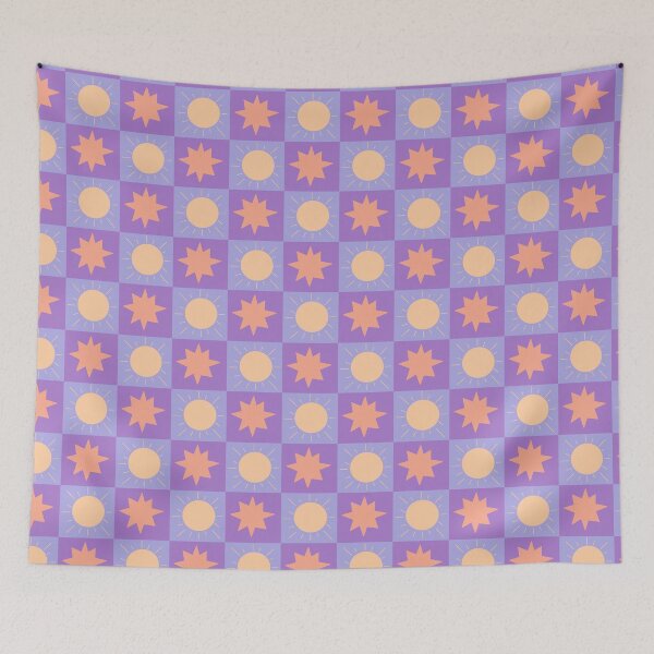Item preview, Celestial Sun and Stars Pattern – Blue, Purple & Gold Design designed and sold by Naine  M..