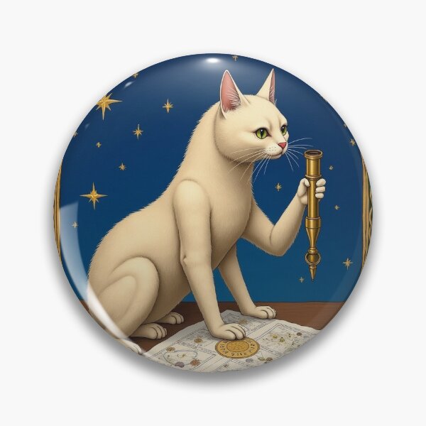 Item preview, Cream Cat Astrolabe Medieval Astronomy Art designed and sold by PictorialWhimsy.