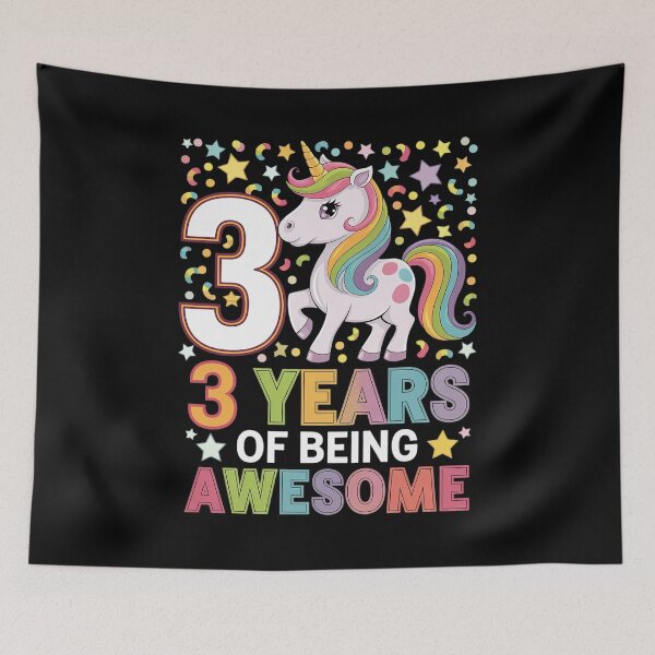 Item preview, 3 Years Old Unicorn Flossing 3rd Birthday Girl Unicorn  designed and sold by HuValverdeArt.