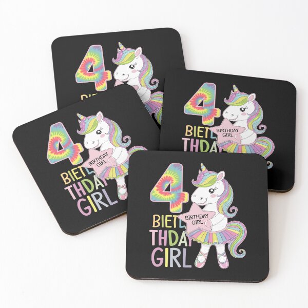 Item preview, 4 Year Old Gifts Unicorn Flossing 4th Birthday Girl Party designed and sold by HuValverdeArt.
