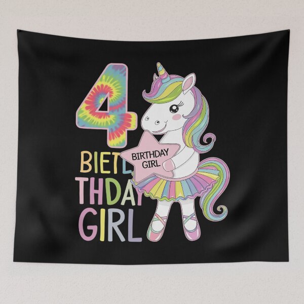 Item preview, 4 Year Old Gifts Unicorn Flossing 4th Birthday Girl Party designed and sold by HuValverdeArt.