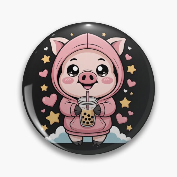 Item preview, Cute Chibi Pig in Pastel Hoodie with Bubble Tea | Kawaii Anime Style designed and sold by ColorSplash123.
