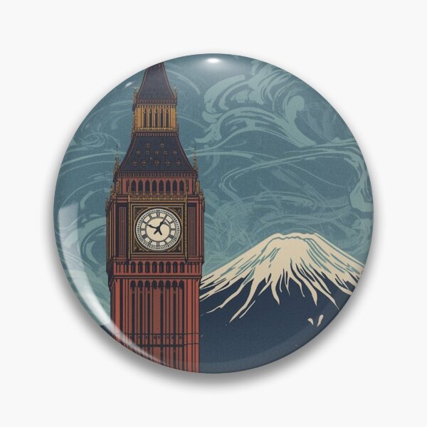 Item preview, Big Ben and Mount Fuji – Japanese Ukiyo-e Woodblock Cityscape designed and sold by Vandy Fullam.