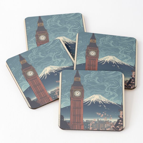 Item preview, Big Ben and Mount Fuji – Japanese Ukiyo-e Woodblock Cityscape designed and sold by Vandy Fullam.