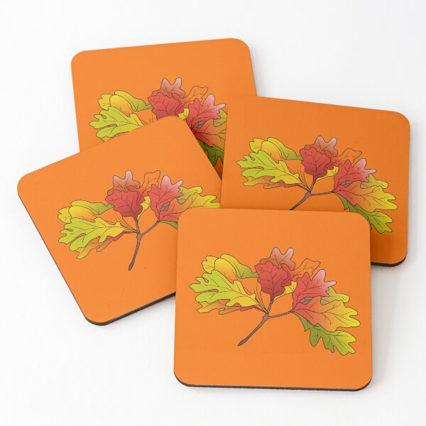 Item preview, Cartoon Oak Leaf Clusters Set 8 Single 3 on Orange f56a00 designed and sold by Art in My Loft.