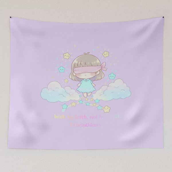 Item preview, Kawaii Christian Affirmation – “Walk by Faith, Not by Sight” | Cute Bible Verse Art | Pastel Faith Quote for Encouragement & Positivity designed and sold by AmenAlways.