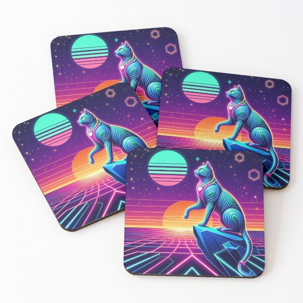Item preview, neon cosmic cat designed and sold by Dogandesighn.