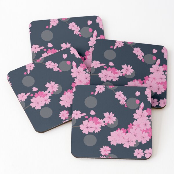 Item preview, Japanese Sakura Seamless Pattern, Pink Flowers on Dark Navy Background, Elegant Floral Textile Print designed and sold by SGStudio_Thailand.