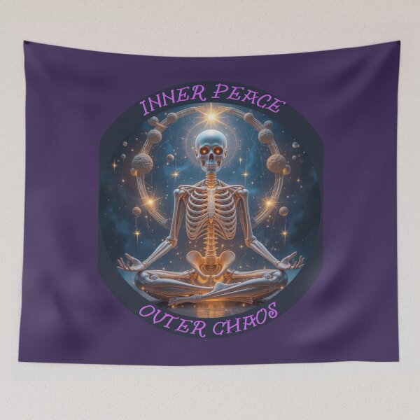 Item preview, Inner Peace Outer Chaos – Meditating Skeleton Cosmic Galaxy Graphic designed and sold by TheCleverSkull.