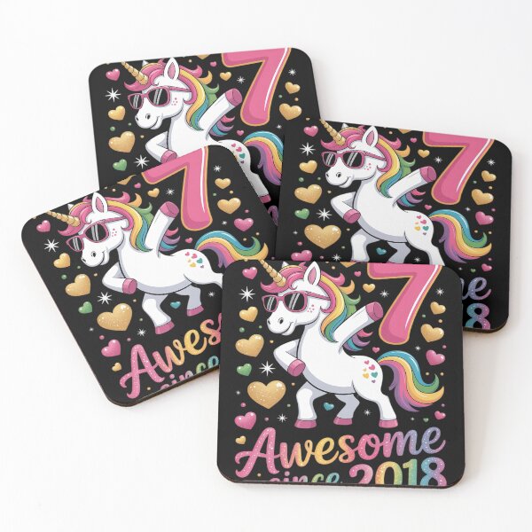 Item preview, 7 Years Old Unicorn Flossing 7th Birthday Girl Unicorn Party  designed and sold by GGrizeldaRivas.