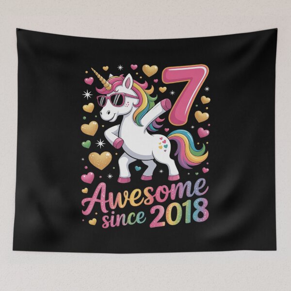 Item preview, 7 Years Old Unicorn Flossing 7th Birthday Girl Unicorn Party  designed and sold by GGrizeldaRivas.