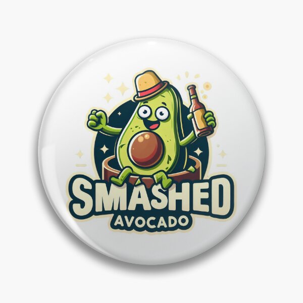 Item preview, Funny Smashed Avocado Cartoon with a Drink and Hat. designed and sold by The-T-In-Retro.