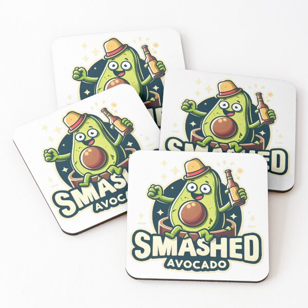 Item preview, Funny Smashed Avocado Cartoon with a Drink and Hat. designed and sold by The-T-In-Retro.