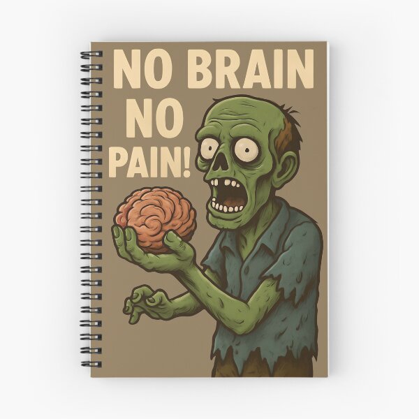 Item preview, Zombie Holding Brain - No Brain No Pain designed and sold by NightTimeJ.