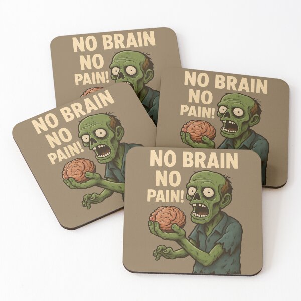 Item preview, Zombie Holding Brain - No Brain No Pain designed and sold by NightTimeJ.