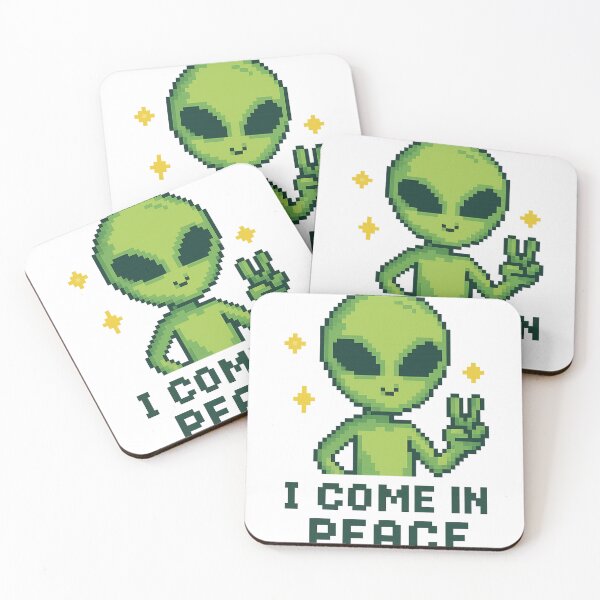 Item preview, Alien pixel art “I Come In Peace” designed and sold by FriendlyKitty.