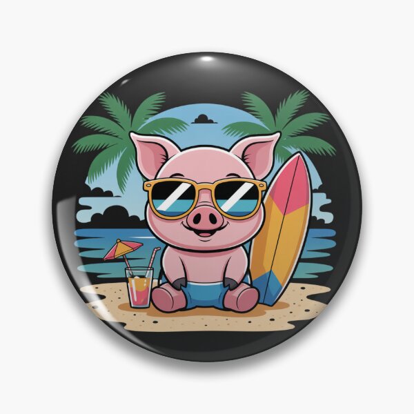 Item preview, Beach Pig Vibes | Cute Chibi Pig with Sunglasses and Tropical Drink | Kawaii Summer Style designed and sold by ColorSplash123.