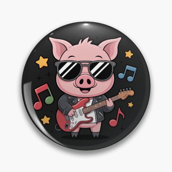 Item preview, Rockstar Chibi Pig with Electric Guitar | Kawaii Music Lover Design designed and sold by ColorSplash123.