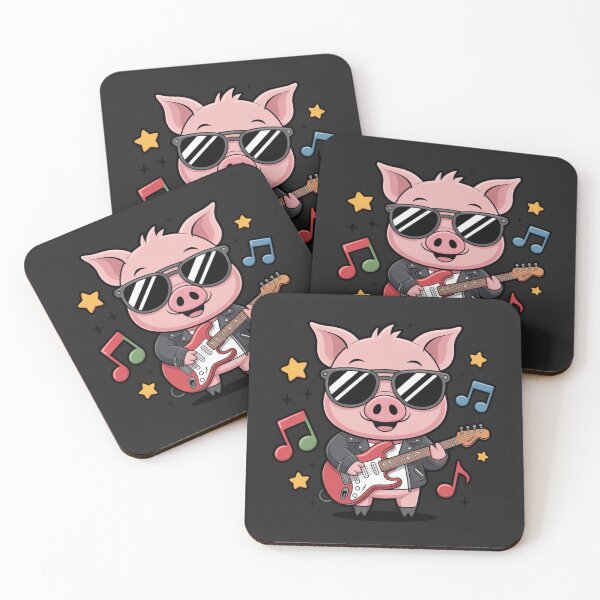 Item preview, Rockstar Chibi Pig with Electric Guitar | Kawaii Music Lover Design designed and sold by ColorSplash123.
