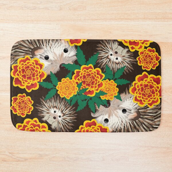 Item preview, Hedgehogs and Marigolds Scorched Blk-Br designed and sold by simplymslori.