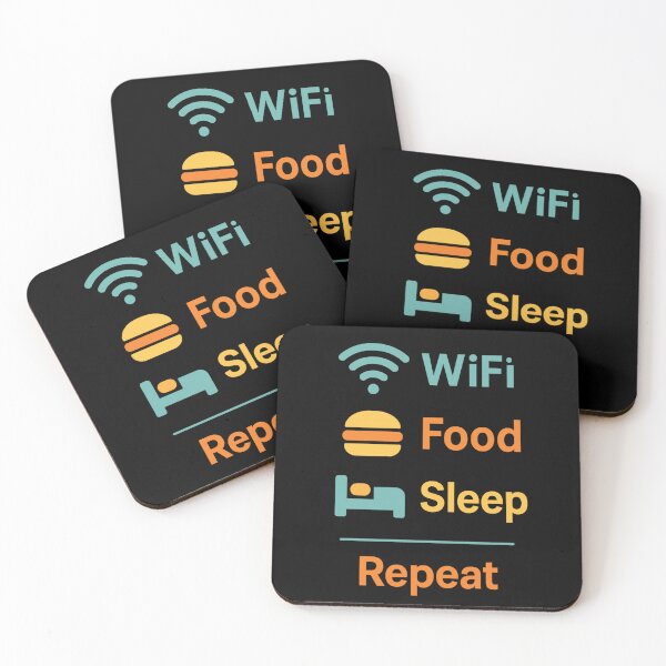 Item preview, WiFi, Food, Sleep — Repeat | Funny Minimalist Routine Design designed and sold by KarimXart.